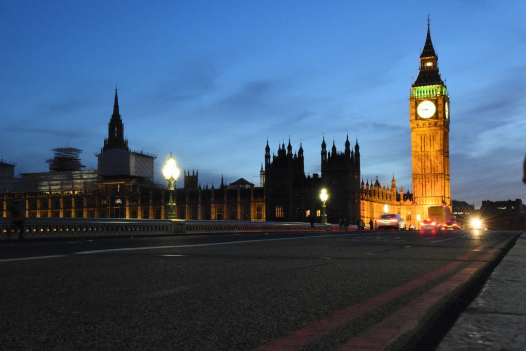 London night-time cityscape including Big Ben